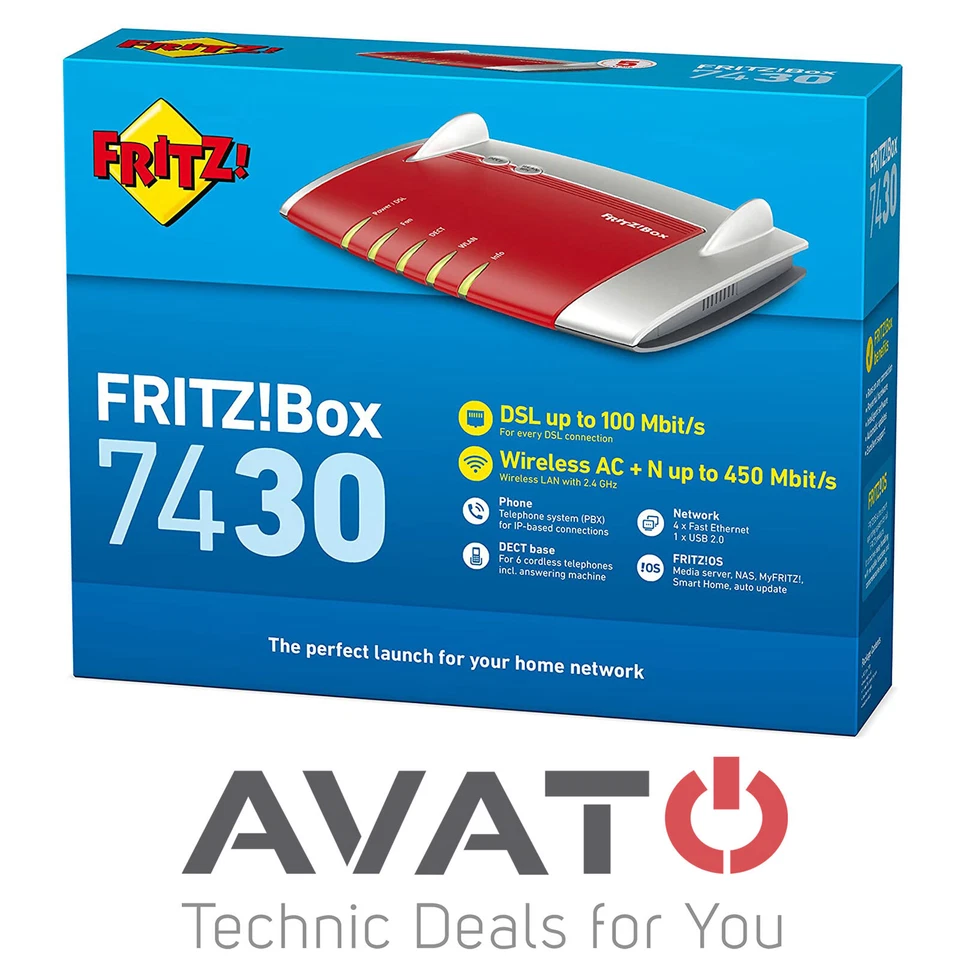 AVM FRITZBox 7430 INTERNATIONAL VDSL DSL VOIP Modem Router Gigabit NEU - Bild 1 von 3