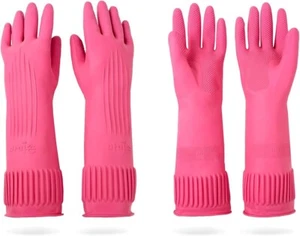 Mamison 2 Pairs Reusable Waterproof Household Dishwashing Cleaning Rubber Gloves - Picture 1 of 7