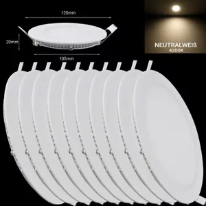 10X 9W LED Panel Einbaustrahler Deckenleuchte Einbauleuchte Neutralweiß Rund - Bild 1 von 9