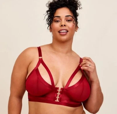 Torrid Size 2 Red Overt Strappy Mesh Wireless Bralette NWT - Image 1 of 4