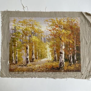 Herbst Waldweg Ölgemälde 12" x 16" - Bild 1 von 4