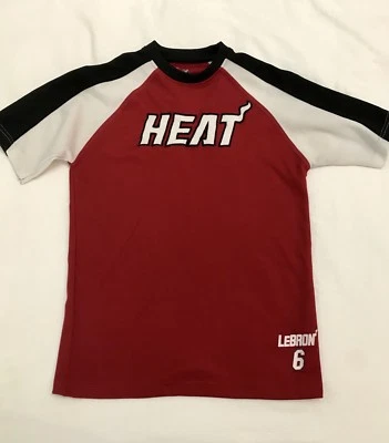 Miami Heat Lebron #6 Red White And Black Short Sleeve Shirt Boys Size XL - Image 1 of 4