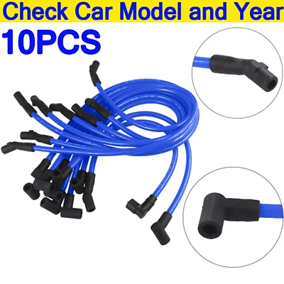 10.5mm Spark Plug Wire Blue Set for 1964-1973 Ford Mustang F-150 V8 5.0L/5.8L  - Image 1 of 4
