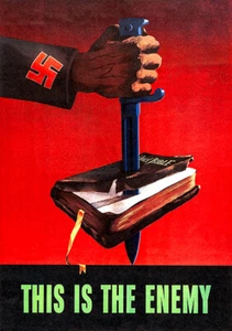 Nazi - Das ist der Feind - Bibel - 1943 - Zweiter Weltkrieg - Propagandaplakat - Bild 1 von 1
