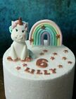 UNICORN & RAINBOW with rose gold name & age edible cake topper 