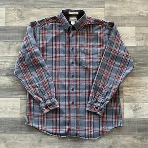 LL Bean Scotch Plaid Flannel Shirt Men’s MEDIUM Grey Stewart Red Black 228061 - Picture 1 of 8