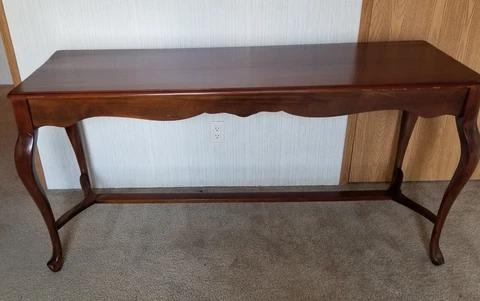 Vintage Sofa Table - Library Table - Queen Anne Legs - Mahogany Cover