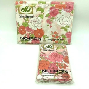 Lady Pepperell No Iron Muslin Regency Rose Double Flat Sheet 2 Pillow Cases - Picture 1 of 7