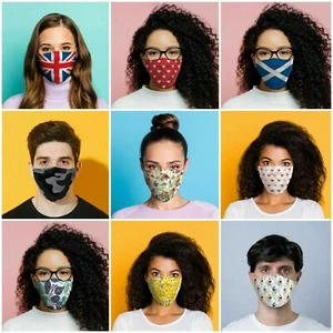 Cotton Face Mask Washable Protective Breathable Face Covering UK Adults New - Picture 1 of 35