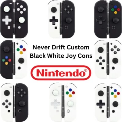 Hall Effect Nintendo Switch JoyCons Black White Custom Never Drift OEM Authentic - Image 1 of 4