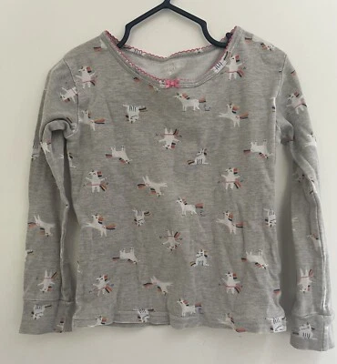 Carter's Kids Girls Rainbow Unicorns Pink Lace Cotton Long Sleeve PJ Top Gray 5 - Image 1 of 4