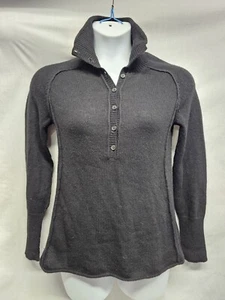 Peruvian Connection Sweater Size S Solid Black Alpaca 1/2 Button Long Sleeve - Picture 1 of 3