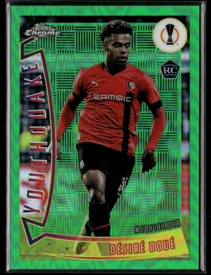Désiré Doué 2022-23 Topps Chrome UCC Youthquake Green Refractor #YQ-43 RC,/99 - Image 1 of 2