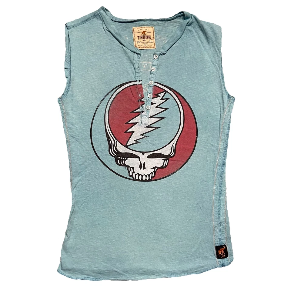 Camisa Trunk LTD Grateful Dead XS/Pequeña Sin Mangas Calavera Henley Top 2005 De Colección Y2K Foto 1 de 4