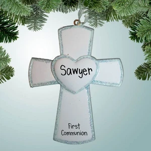 Personalized Blue Cross Christmas Ornament - Picture 1 of 1