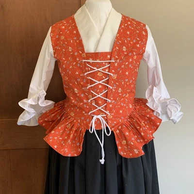 LG Colonial, Outlander, Ren Faire, Pirate, Fairytale, 1776, Bodice. Red & White - Image 1 of 4