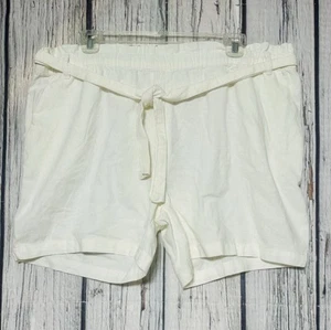 Stella Parker Linen Blend Shorts Womens Size XL White Tie Belt Beach Pockets New - Picture 1 of 7