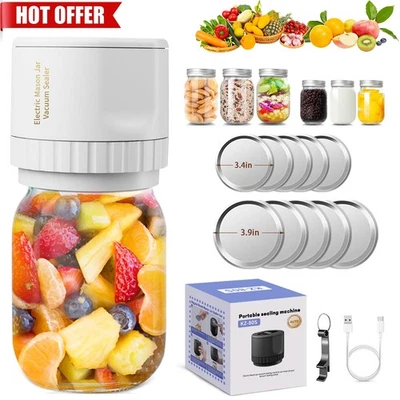 FORZENWIND Electric Mason Jar Vacuum Sealer Kit for Wide & Regular Mason Genie Jar &10 Lids