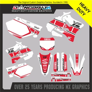 YAMAHA YZ 125 250 2002-04 MOTOCROSS MX GRAPHICS DECALS STICKERS RETRO RED WHITE - Picture 1 of 1
