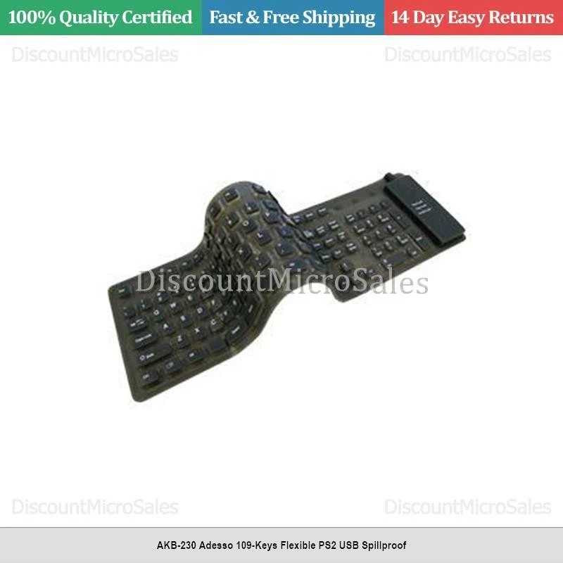 AKB-230 Adesso 109-Keys Flexible PS2 USB Spillproof - Image 1 of 1