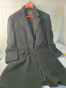Cappotto lungo uomo vintage Dhalishan in cashmere nero taglia 48 x 40 - Foto 1 di 14