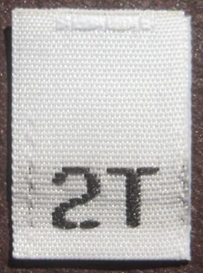 50 STCK. KLEINKIND KIND GEWEBTE GRÖßENETIKETTEN ETIKETTEN WEISS GRÖSSE 2T - Bild 1 von 1