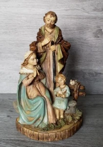 Vintage Resin Figurine Joseph And Mary With Jesus Italian Religions Sculpture - Picture 1 of 19