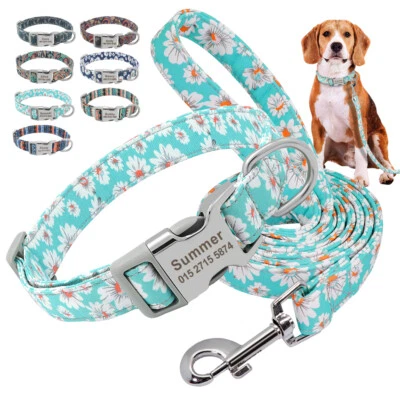 Personalised Dog Collar Lead Leash Custom Pet Puppy ID Name Number 7 Color S M L - image 1 of 4