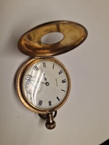 Gold Plate Waltham Mass Half Hunter Pocket Watch Vintage For Restoration Ticking