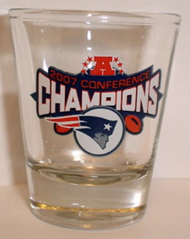 NEW ENGLAND PATRIOTS 2007 AFC CHAMPS SHOT GLASS 16-0 SEASON Cover