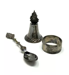 Vintage Lot Holland HH 90 Merry Christmas 1971 Souvenir Spoon Bell Napkin Ring - Picture 1 of 12