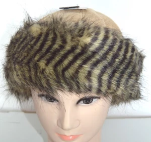 NEW Womens Tan suede and faux fur russian winter hat 59cm fashion christmas UK - Picture 1 of 2