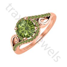 1.50 ctw Created Green Tourmaline 14K Rose Gold Over Swirl Style Engagement Ring