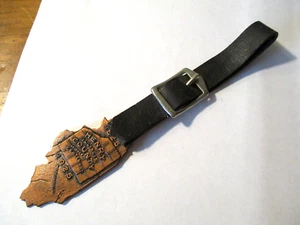 1825-1925 HENRY ILLINOIS COUNTY CENTENARY WATCH FOB W/LEATHER STRAP Springfield - Picture 1 of 4