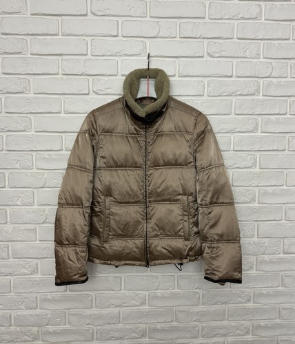 Piumino donna Prada Milano puffer oro rosa collo alto taglia 40