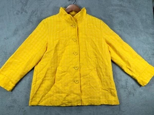 Linea Louis Dell Olio Coat Womens Medium Jacket Yellow HoundsTooth Texture Swing - Picture 1 of 19