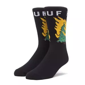 HUF Fire Socks Men's Crew Black One Pair Christmas Tree One Size - Picture 1 of 2