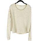 Marine Layer Double Layer Cream Black Stripe Long Sleeve Jersey Pullover Top M