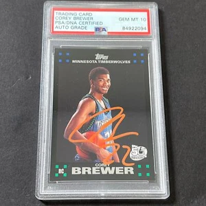 2007-08 Topps 50th Anniversary #117 Corey Brewer Signed Card AUTO GRADE 10 PSA S - Picture 1 of 2