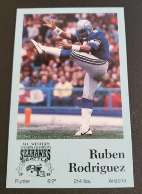 1989 RUBEN RODRIGUEZ Tips From the Seahawks Football Card - Image 1 of 2