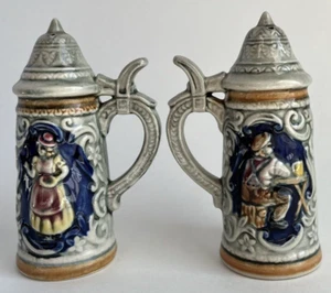 Vintage Rustic German Style Beer Stein Salt and Pepper Shakers - Picture 1 of 10