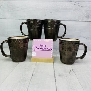 Juego de 4 tazas de gres Mikasa Basic Gourmet AVERY bronce puntos en relieve 16 oz - Imagen 1 de 12