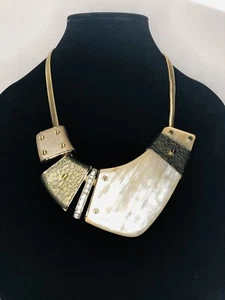 *RARE FIND* lanvin jewelry crystal and ivory gold brass colored necklace - Picture 1 of 11