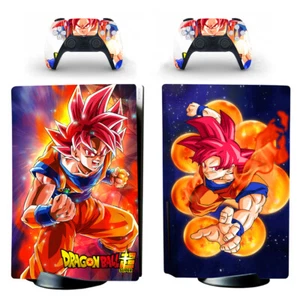 PS5 Standard Disc Console Skin Sticker Decals Vinyl Dragon Ball Z Red Goku Super - Picture 1 of 2