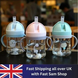 Baby Cup with Straw Bottle Drinking Water Kids Sippy Cup Handle Toddler Feeder - Picture 1 of 4