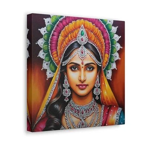 Canvas gallery Rangoli wall art painting of a beautiful native woman - Picture 1 of 5