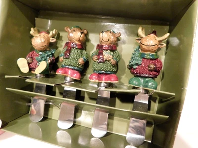 St Nicholas Square Heartland set of 4 spreaders Christmas Moose Bear Holiday NEW - Image 1 of 4