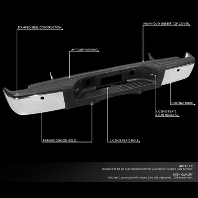 FOR 07-13 SILVERADO SIERRA 1500 CHROME STEEL REAR STEP BUMPER W/ SENSOR HOLES Foto 1 de 4
