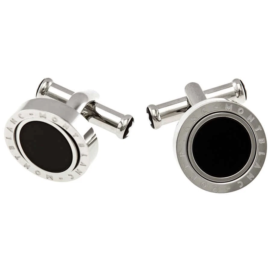 Gemelos redondos de acero inoxidable con incrustaciones de ónix Montblanc Meisterstuck para hombre Foto 1 de 3