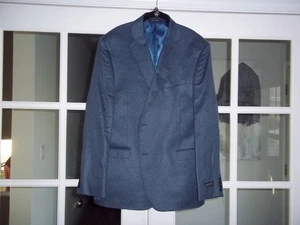 NWT Saks Fifth Avenue cashmere silk men coat jacket 48REG medium blu Via Manzoni - Picture 1 of 11